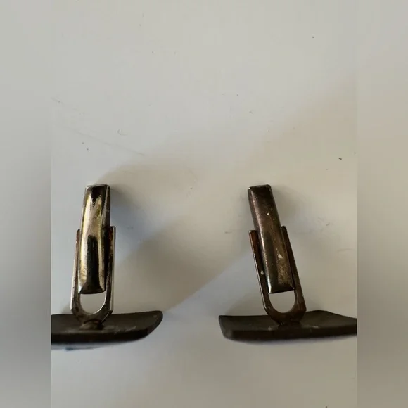 Abstract enamelled copper Square cuff links - Picture 2 of 4